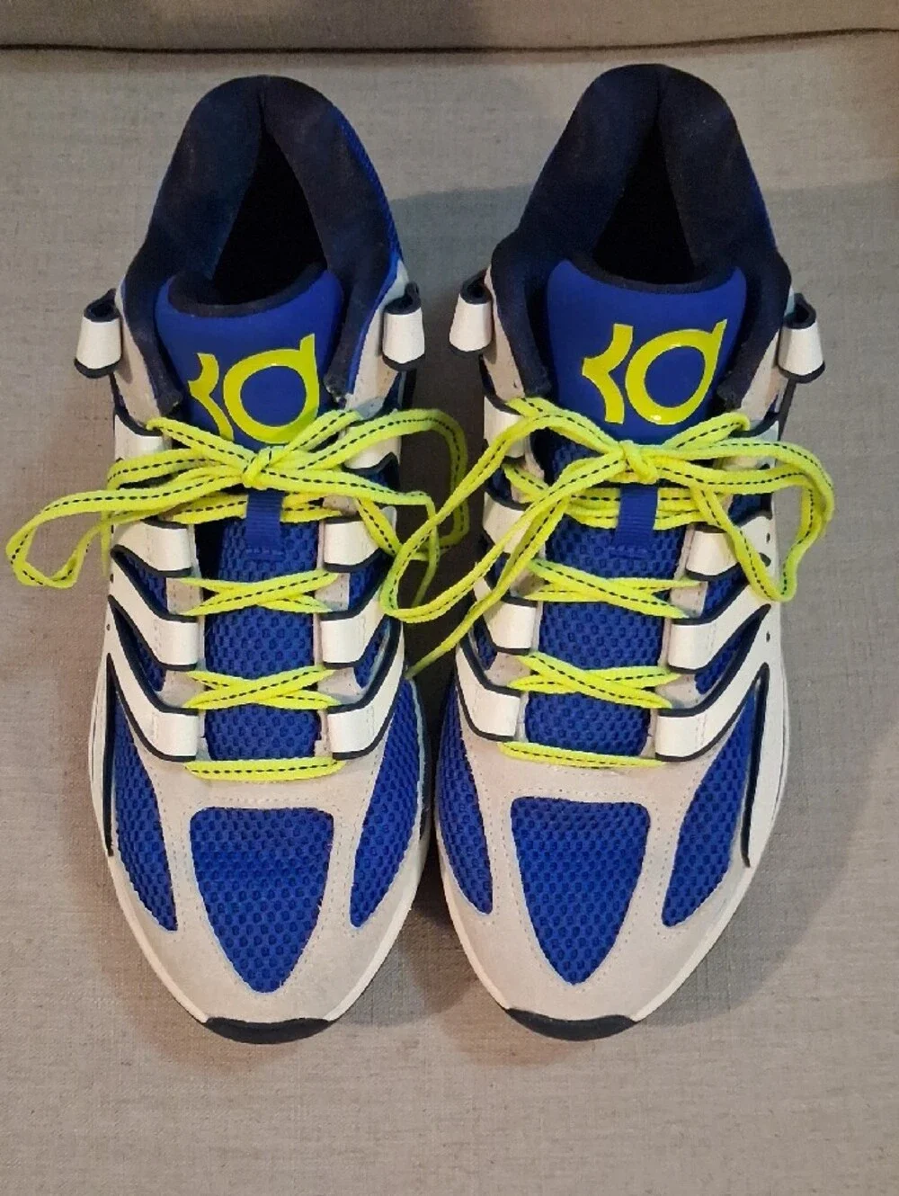 Nike Blue and Volt Low-Top Athletic Sneakers
